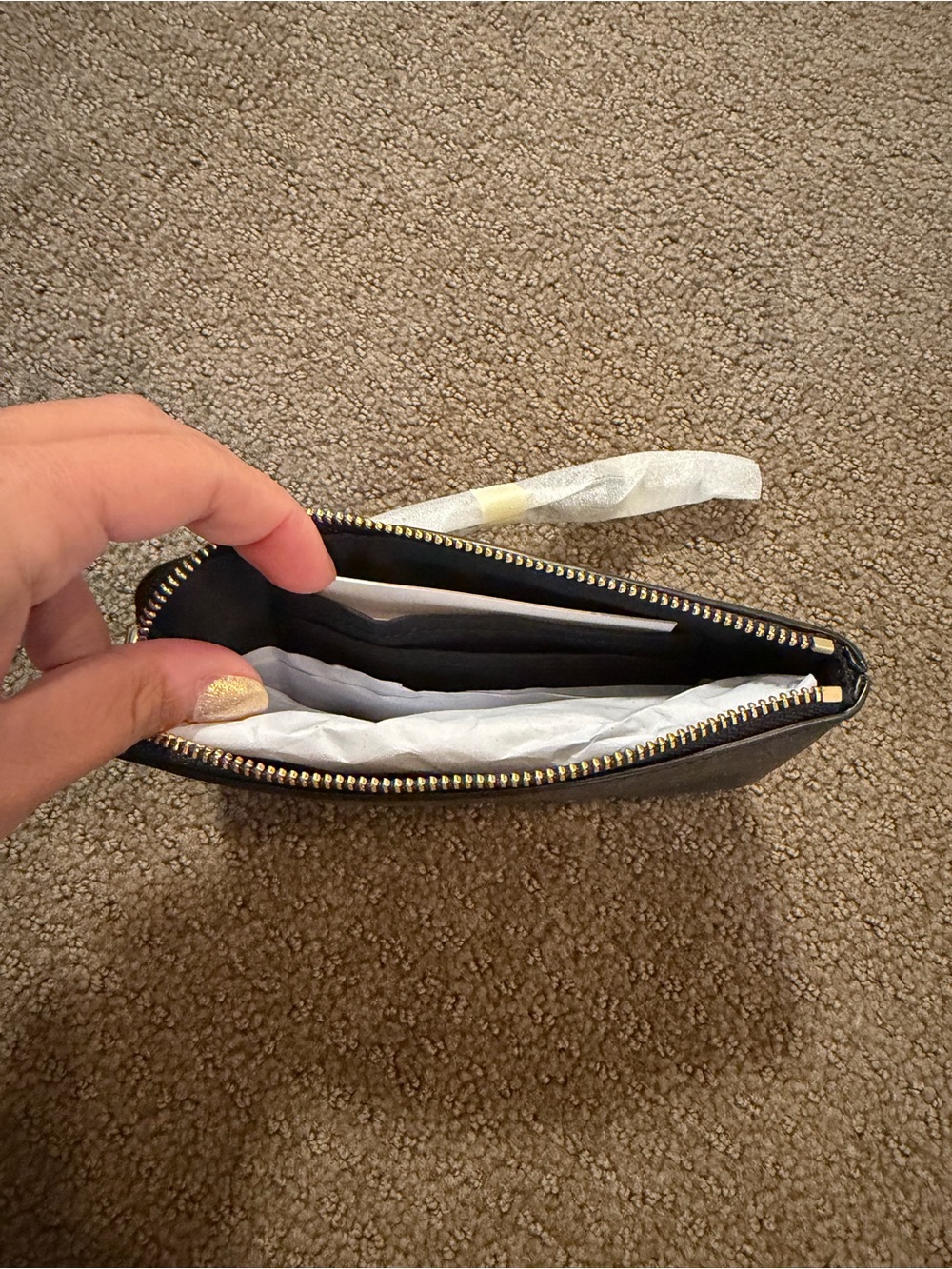 Coach Brown Signature Canvas Wristlet with Black Center Stripe - Picture 3 of 3